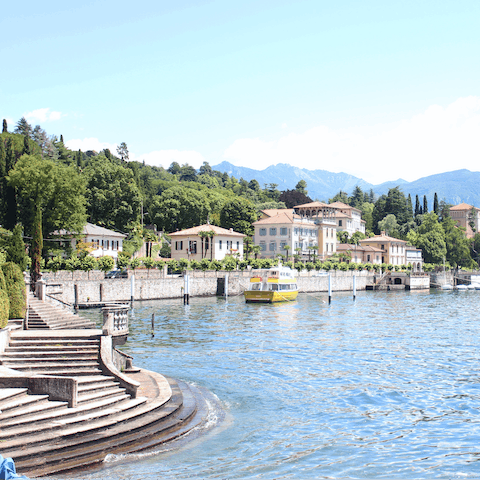 Soak up the sunshine and lakeside views, just a five-minute stroll away