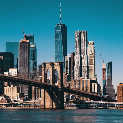 Catch glorious views of the city skyline from the iconic Brooklyn Bridge