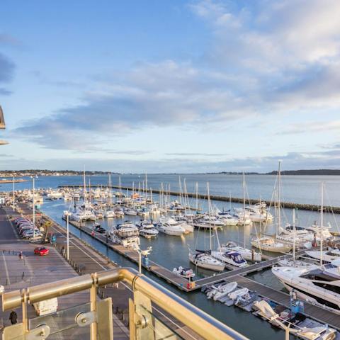 Marvel at the reflections of the water on Poole Quay from your balcony 