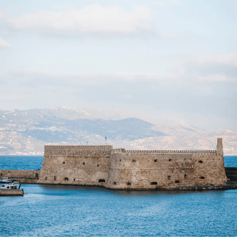 Drive forty-five minutes to the historic Rocca a Mare Fortress in Heraklion
