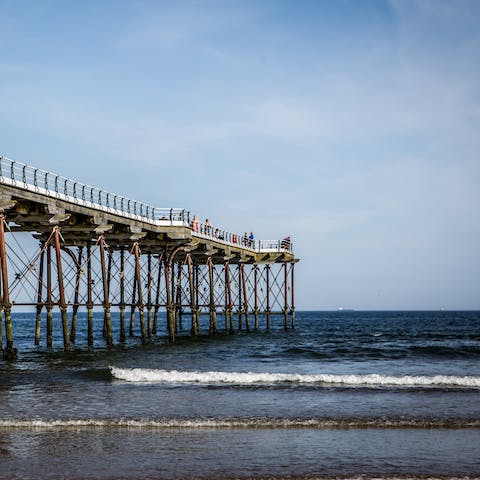 Drive six minutes to Saltburn-by-the-Sea and spend the day on the coast