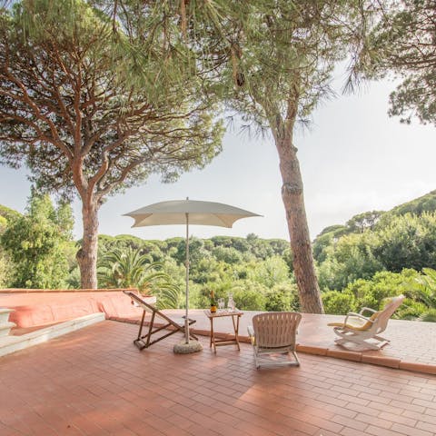 Look out over dreamy Tuscany with a coffee and cornetto on the terrace 