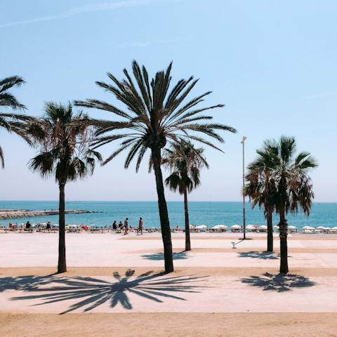 Spend a day on the sand of Barceloneta Beach – it's a twenty-three-minute drive