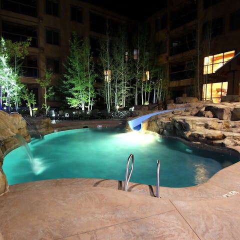 Take a dip in the heated outdoor pool