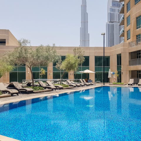 Cool off from the hot Dubai sun with a dip in the communal pool