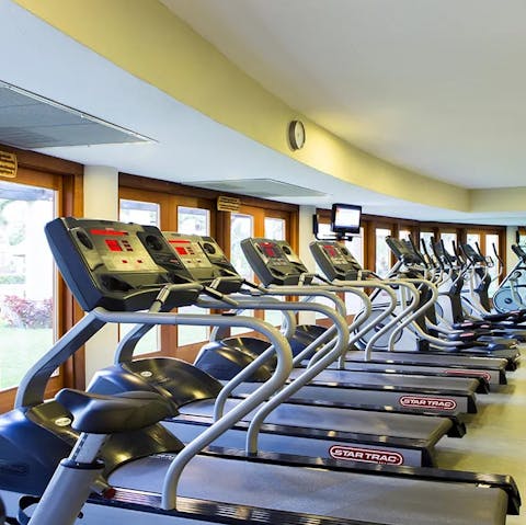 Break a sweat in the on-site fitness centre or play a game on the communal tennis courts