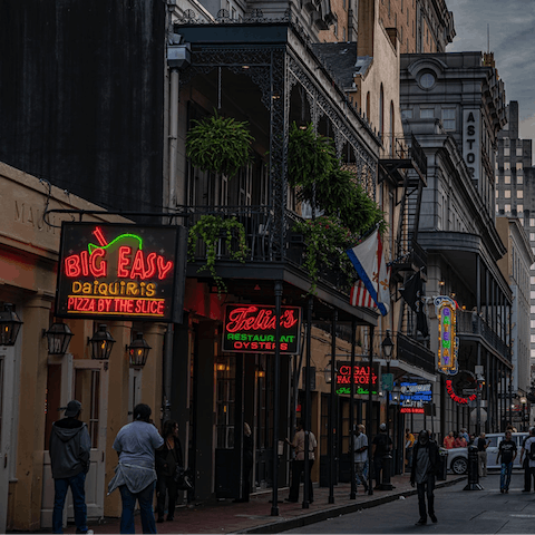 Explore New Orleans – you’re within a 30-minute walk of the French Quarter