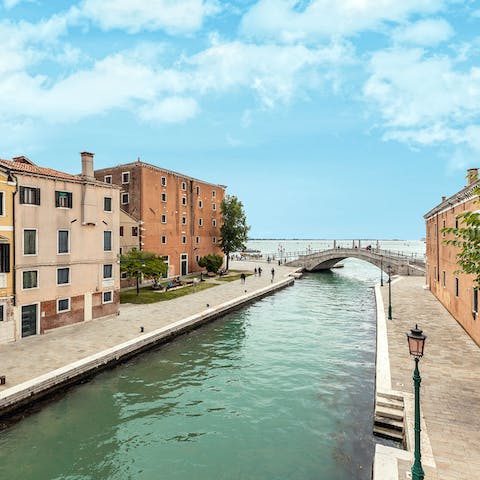Take in views of the Arsenale Canal from the private terrace