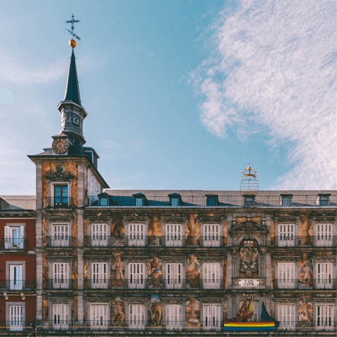 Take in the sights at Plaza Mayor, fifteen minutes away