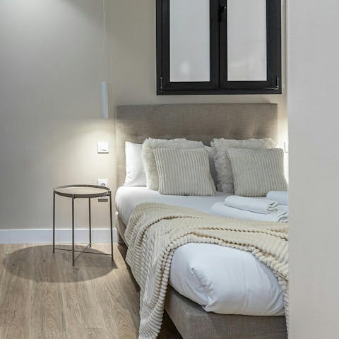 Rest up in the bedroom after a long day on your feet