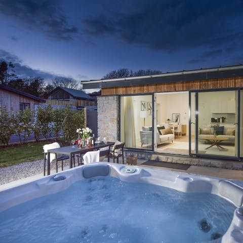 Enjoy an evening soak in your private hot tub
