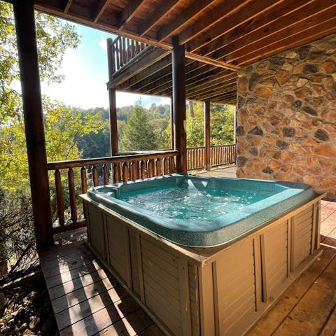 Slip into the hot tub to relax after a day of hiking