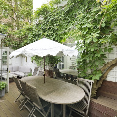 Share leisurely lunches on the charming outdoor terrace