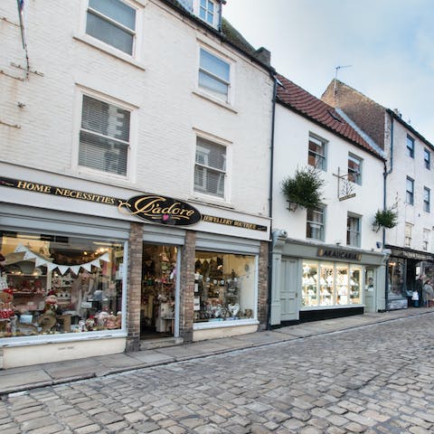 Explore Whitby's collection of boutique shops and independent eateries on your doorstep