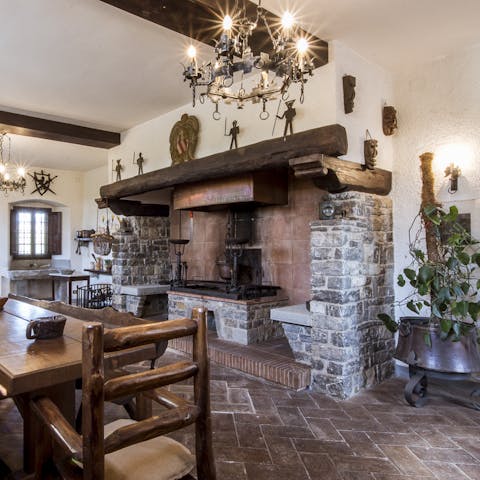 Dine by the beautiful old hearth at the heart of the home