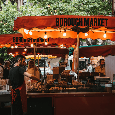 Eat your fill at lively Borough Market – it's just a short stroll away