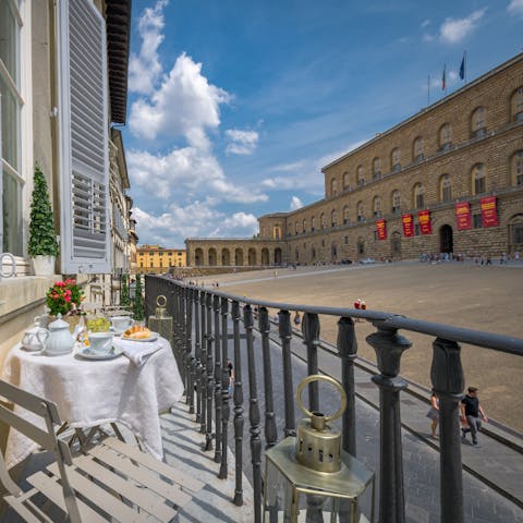 Enjoy incredible views across Piazza Pitti from the terrace
