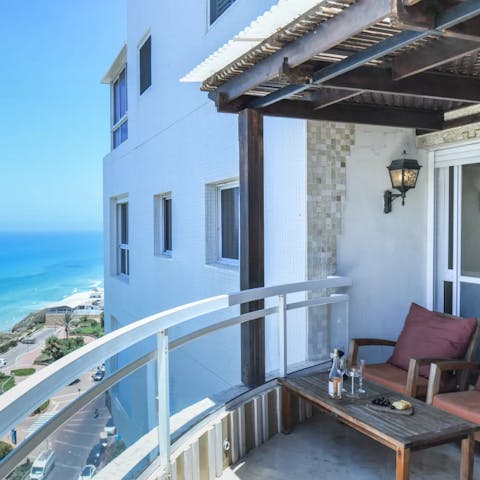 Treat yourself to Mediterranean Sea views from the balcony