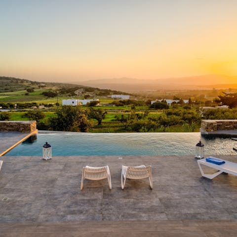 Plunge into your infinity pool at the golden hour and watch the sun sink beneath the horizon