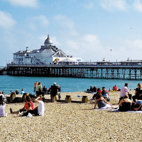 Eat fish and chips on Eastbourne Beach – it's a twenty-four-minute drive