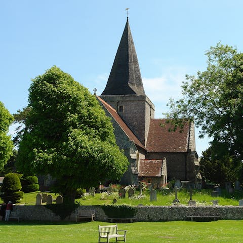 Enjoy the view of the parish church – it's known as the Cathedral of the South Downs