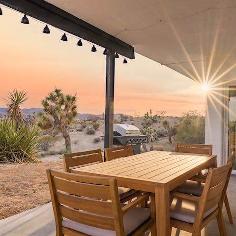 Fire up the barbecue and lay the table for a sunset feast