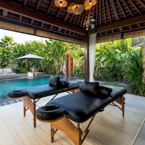 Arrange for a poolside massage or hire a private chef to take care of dinner