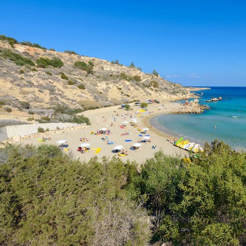 Spend a day sunbathing with your loved ones on Mimosa Beach, 350 metres away