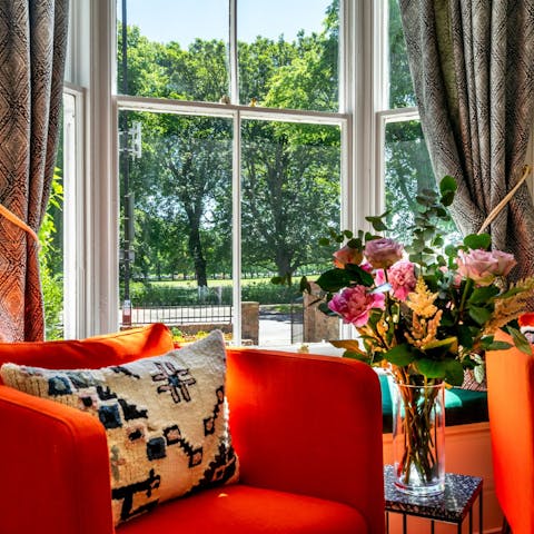 Enjoy a book by the sunny window with views of greenery