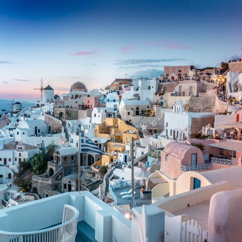 Stay in the heart of Santorini, 500m from the village of Oia