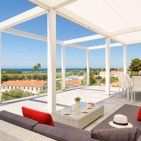 Relax on the terrance with views of the Mediterranean