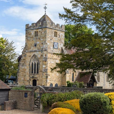 Look out to views of Newick's 11th-century church from the home's garden