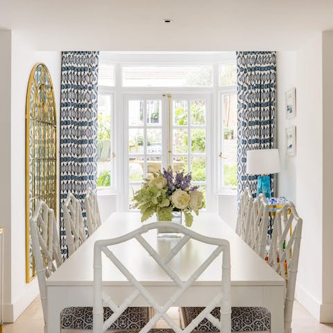 Gather together for a celebratory meal in the sun-drenched dining room