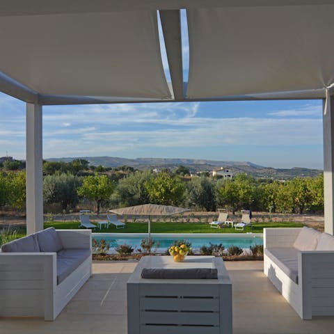 Enjoy views of the Sicilian countryside from the terrace