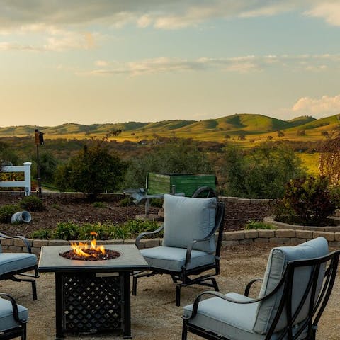 Stargaze on clear nights while staying warm next to the outdoor fire pit