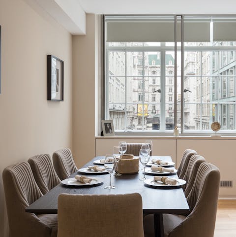 Enjoy fantastic family meals while admiring the grandeur of the London architecture outside your window  