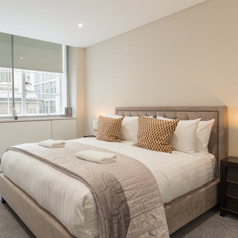 Get a great night's sleep in one of the luxuriously plush bedrooms