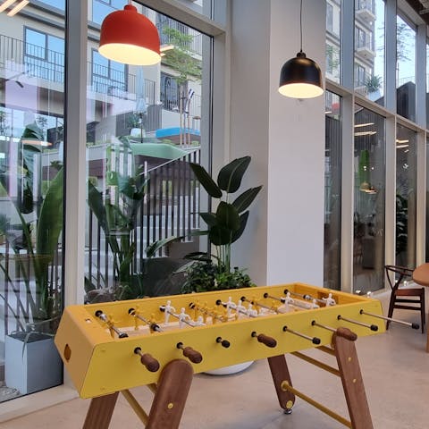 Have a game of foosball in the lobby