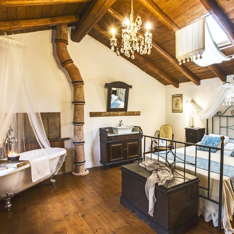 Draw a romantic bath for two in the magnificent master bedroom