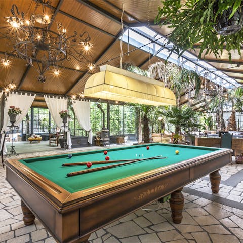 Challenge your nearest and dearest to billiards in the stunning conservatory