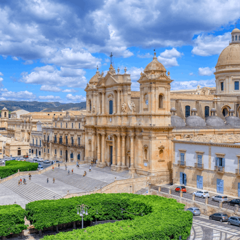Make the short drive to Noto to admire the beautiful baroque buildings