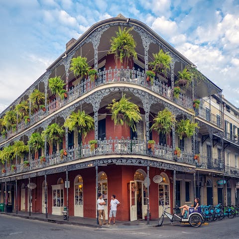 Visit the French Quarter, less than a twenty-five minute walk away