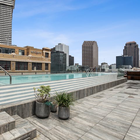 Keep fit with early morning lengths in the rooftop pool