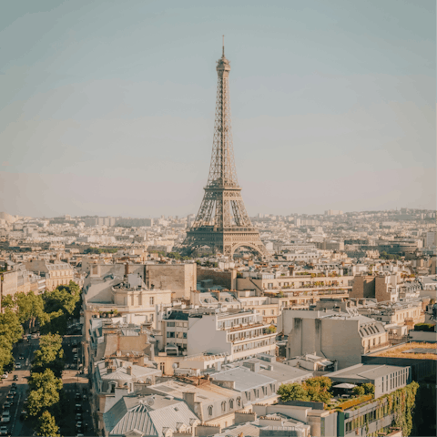 Marvel at the Eiffel Tower, a twenty-minute walk away