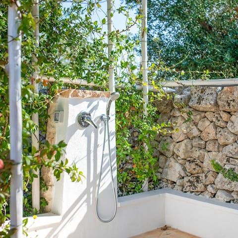 Cool off from the Puglian sun with the outdoor shower