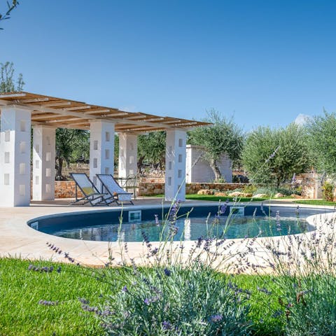 Take in the scent of lavenders by the pool