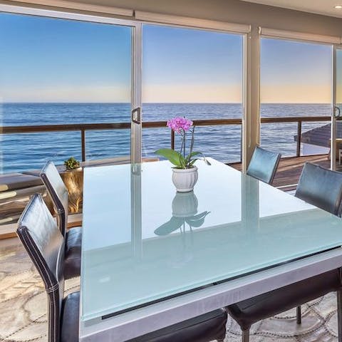 Enjoy views of the Pacific while you share a meal in the lounge