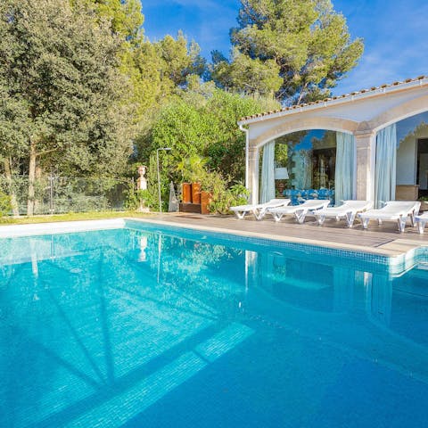 Slip into the swimming pool to cool off from the Mallorcan sun