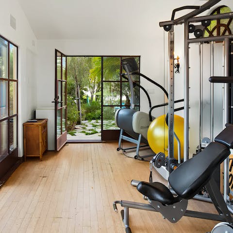 Keep fit in the private gym here, a great way to start the morning