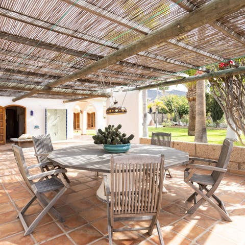 Serve up traditional Spanish dishes at the alfresco dining table